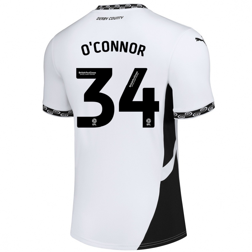 Kids Football Dolcie O'connor #34 White Black Home Jersey 2024/25 T-Shirt Uk