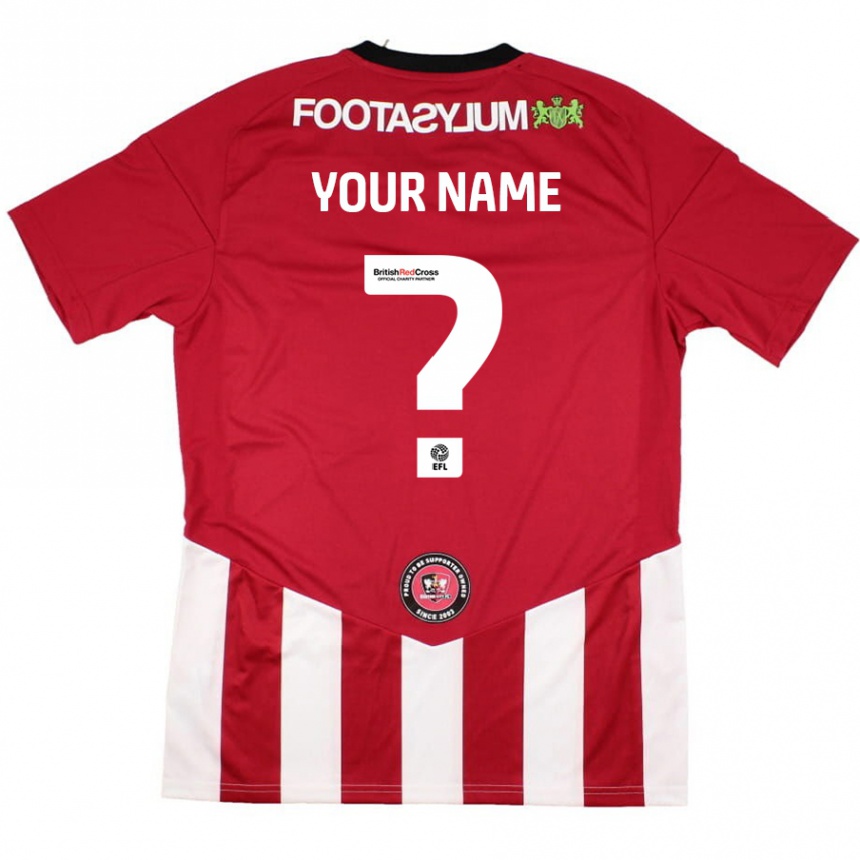 Kids Football Your Name #0 Red White Home Jersey 2024/25 T-Shirt Uk