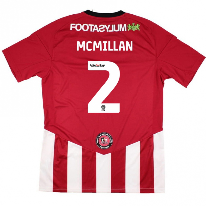 Kids Football Jack Mcmillan #2 Red White Home Jersey 2024/25 T-Shirt Uk