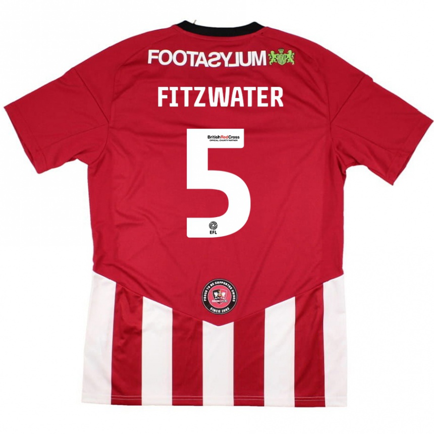 Kids Football Jack Fitzwater #5 Red White Home Jersey 2024/25 T-Shirt Uk