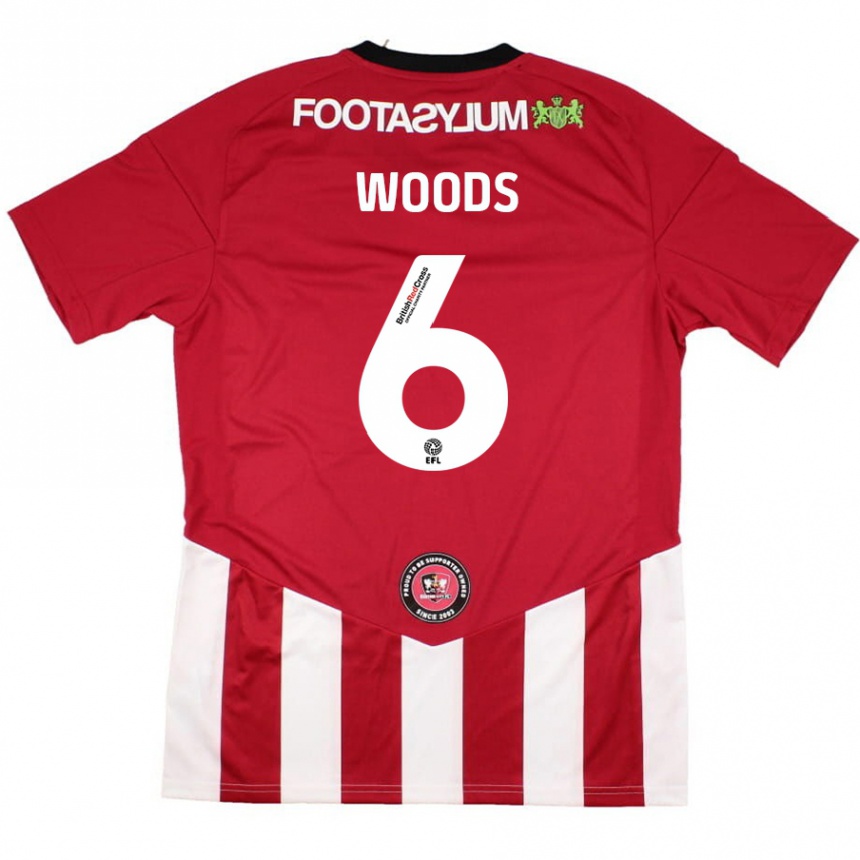 Kids Football Ryan Woods #6 Red White Home Jersey 2024/25 T-Shirt Uk