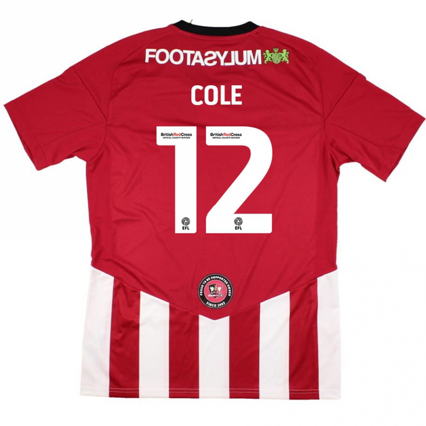 Kids Football Reece Cole #12 Red White Home Jersey 2024/25 T-Shirt Uk