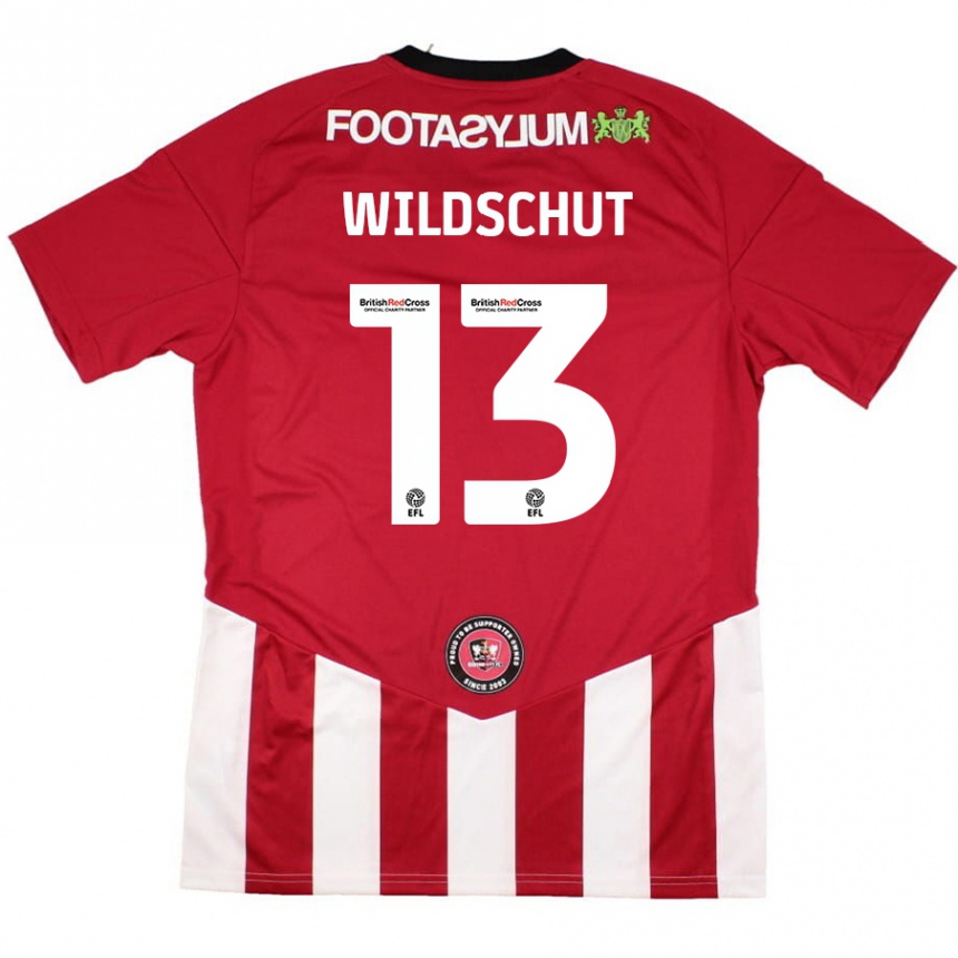 Kids Football Yanic Wildschut #13 Red White Home Jersey 2024/25 T-Shirt Uk