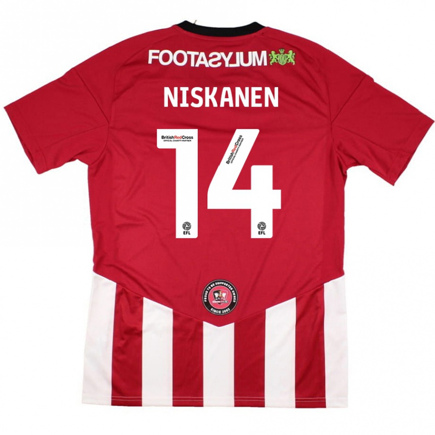 Kids Football Ilmari Niskanen #14 Red White Home Jersey 2024/25 T-Shirt Uk