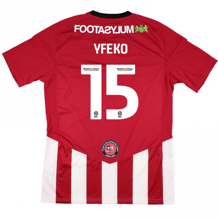 Kids Football Johnly Yfeko #15 Red White Home Jersey 2024/25 T-Shirt Uk