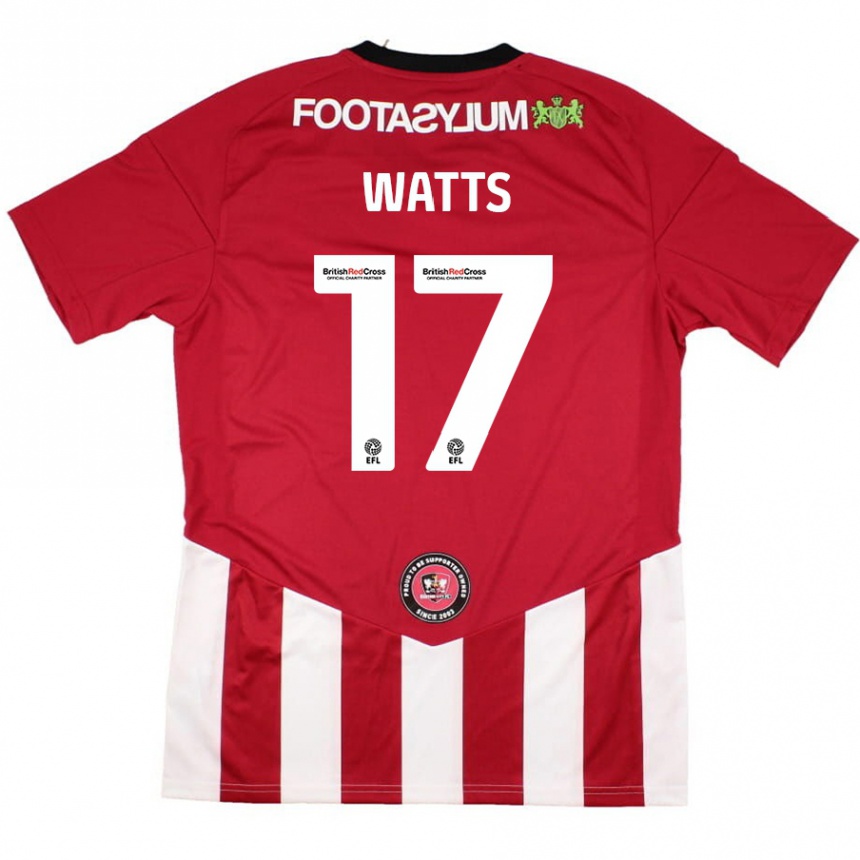 Kids Football Caleb Watts #17 Red White Home Jersey 2024/25 T-Shirt Uk