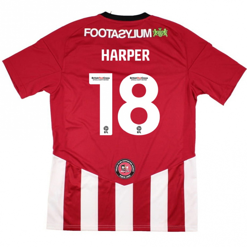 Kids Football Vincent Harper #18 Red White Home Jersey 2024/25 T-Shirt Uk