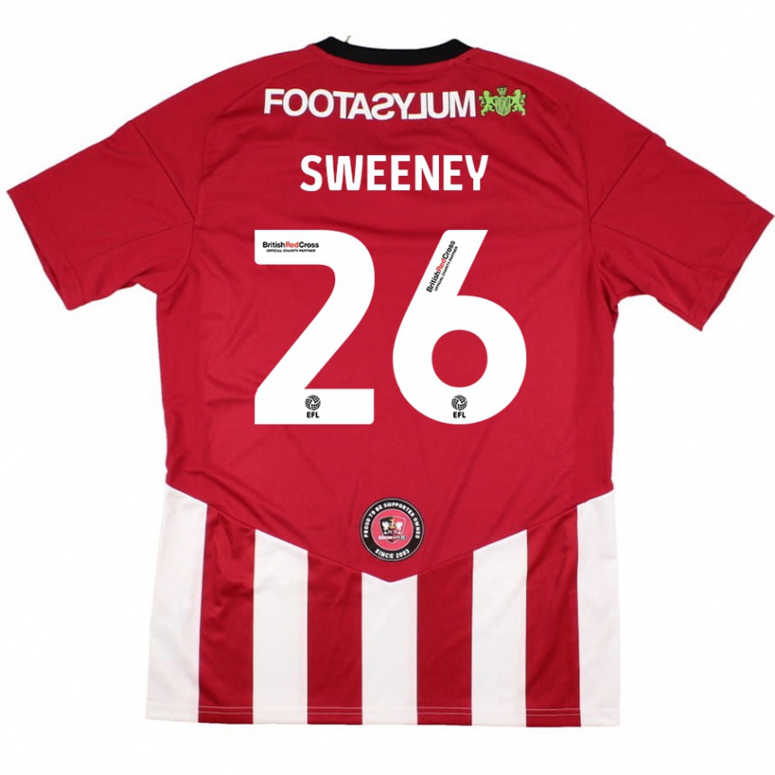 Kids Football Pierce Sweeney #26 Red White Home Jersey 2024/25 T-Shirt Uk