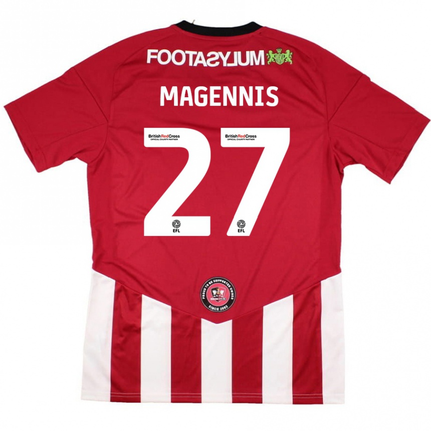 Kids Football Josh Magennis #27 Red White Home Jersey 2024/25 T-Shirt Uk