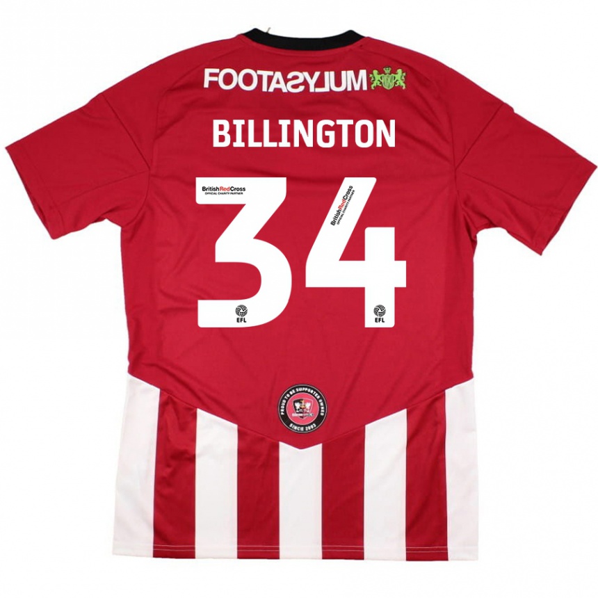 Kids Football Gabe Billington #34 Red White Home Jersey 2024/25 T-Shirt Uk