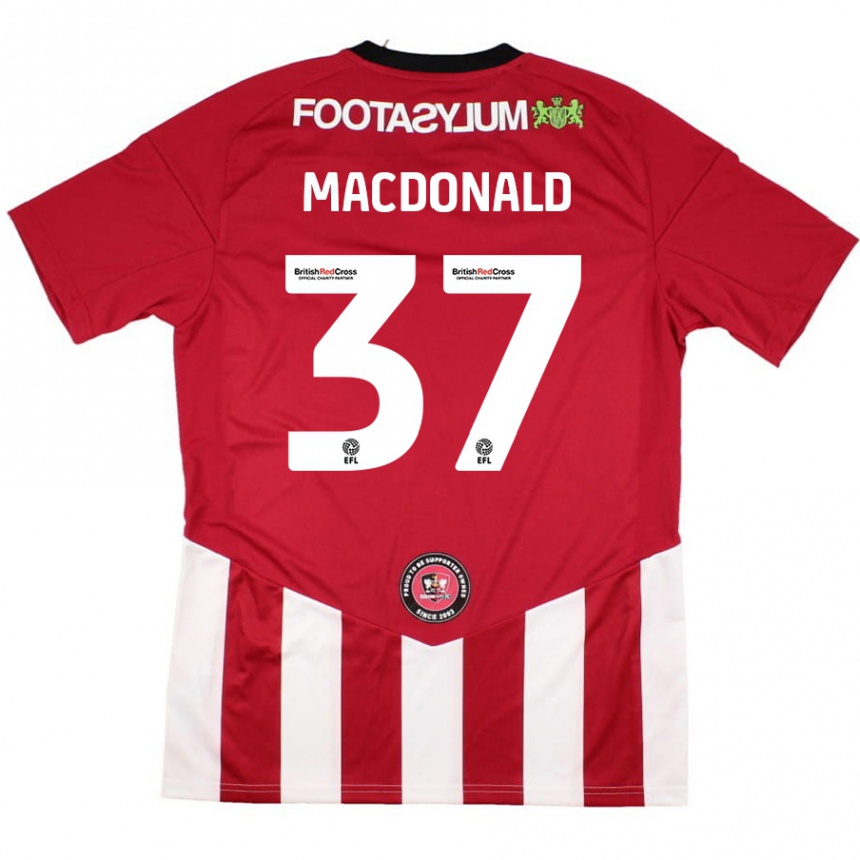 Kids Football Shaun Macdonald #37 Red White Home Jersey 2024/25 T-Shirt Uk