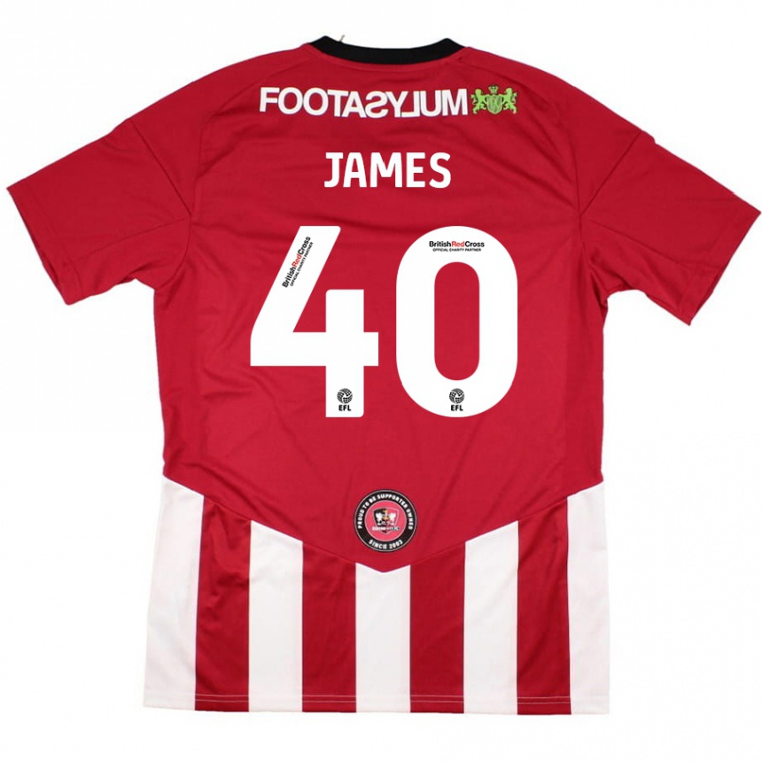 Kids Football Ed James #40 Red White Home Jersey 2024/25 T-Shirt Uk