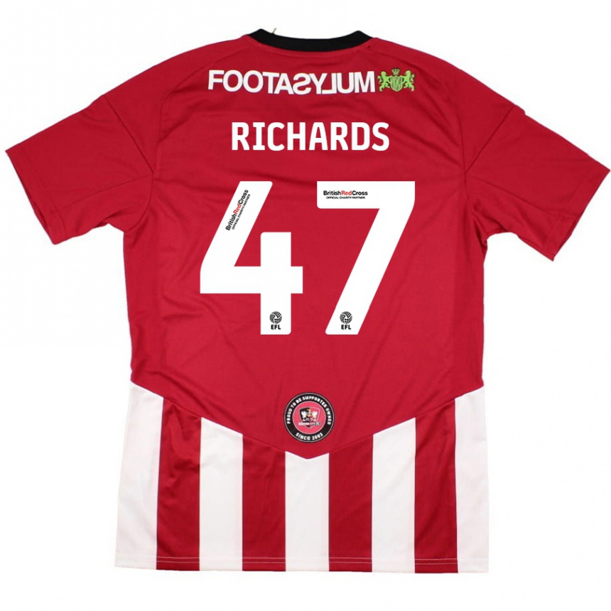 Kids Football Jake Richards #47 Red White Home Jersey 2024/25 T-Shirt Uk