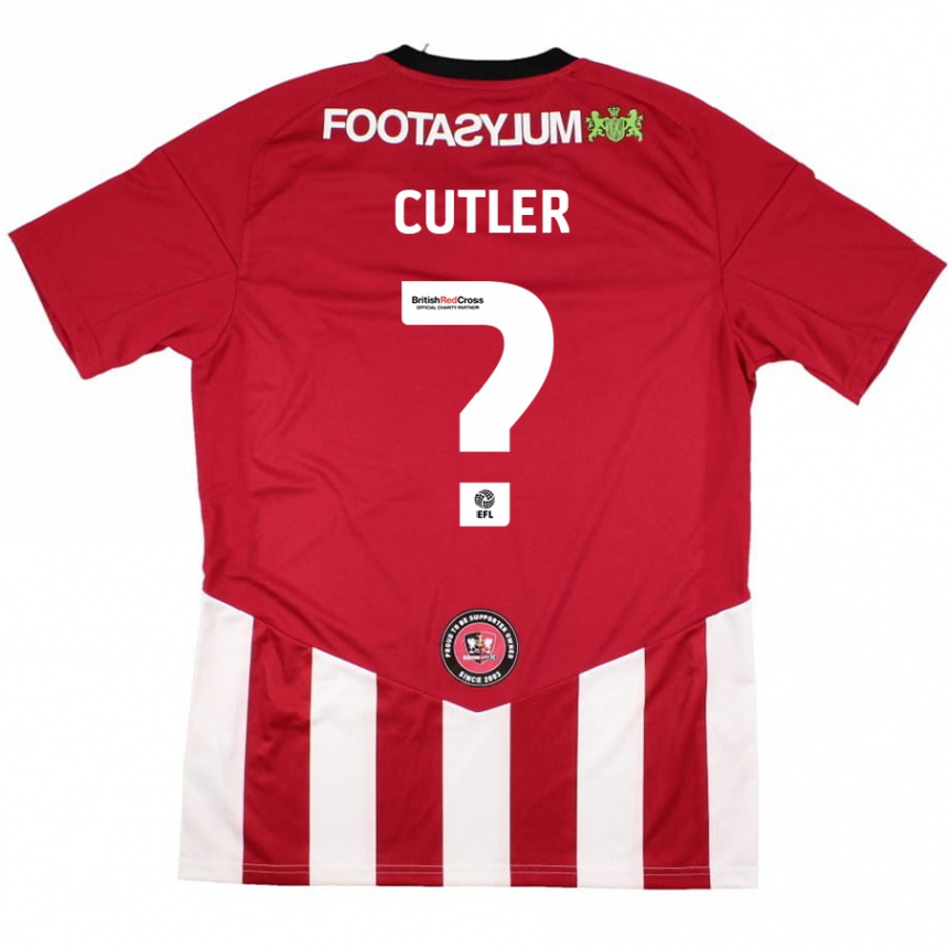 Kids Football Theo Cutler #0 Red White Home Jersey 2024/25 T-Shirt Uk