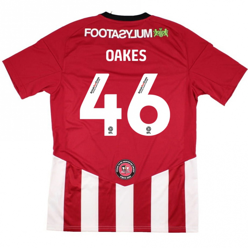 Kids Football Liam Oakes #46 Red White Home Jersey 2024/25 T-Shirt Uk