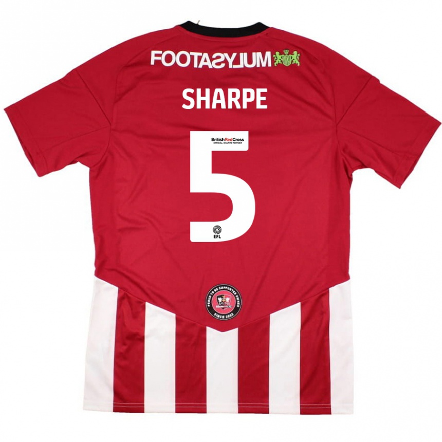 Kids Football Manfy Sharpe #5 Red White Home Jersey 2024/25 T-Shirt Uk