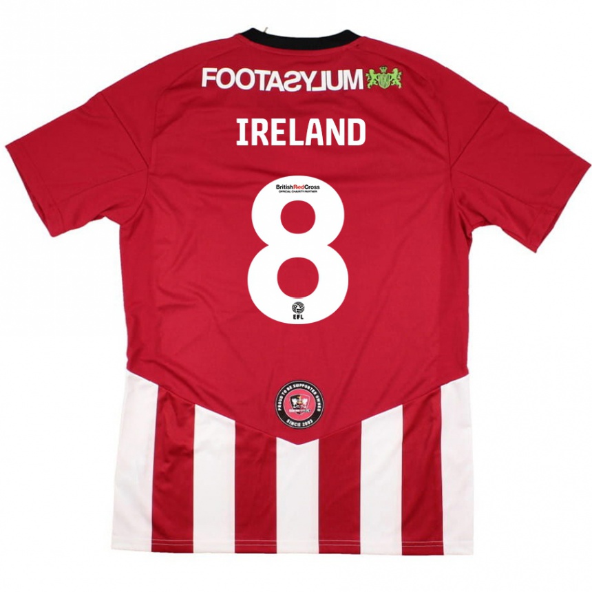 Kids Football Beth Ireland #8 Red White Home Jersey 2024/25 T-Shirt Uk