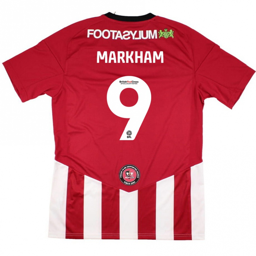 Kids Football Jenna Markham #9 Red White Home Jersey 2024/25 T-Shirt Uk