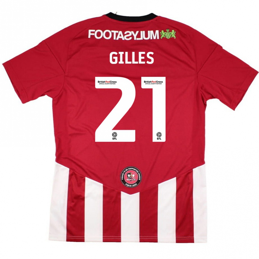 Kids Football Sophie Gilles #21 Red White Home Jersey 2024/25 T-Shirt Uk