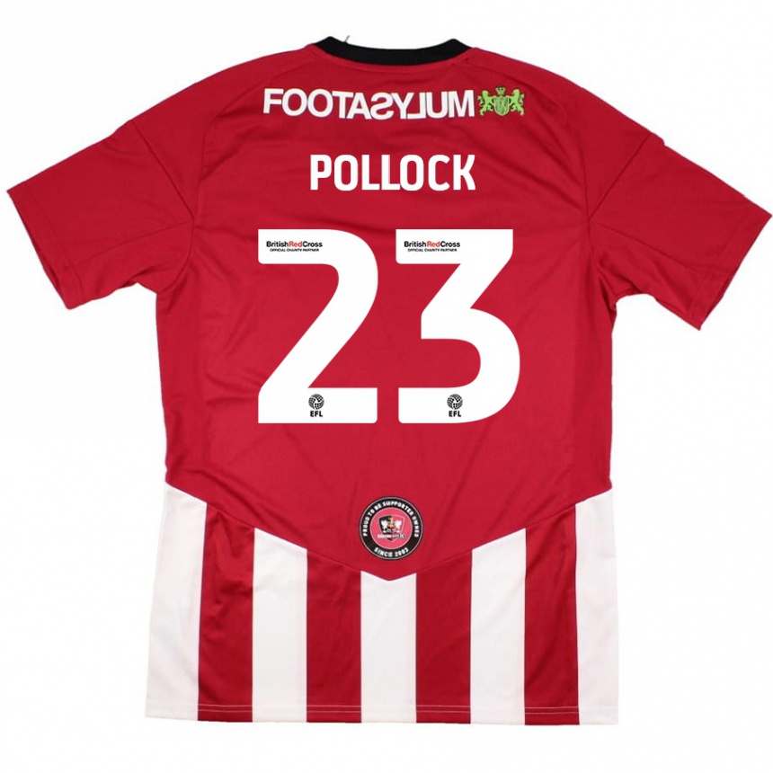 Kids Football Amber Pollock #23 Red White Home Jersey 2024/25 T-Shirt Uk