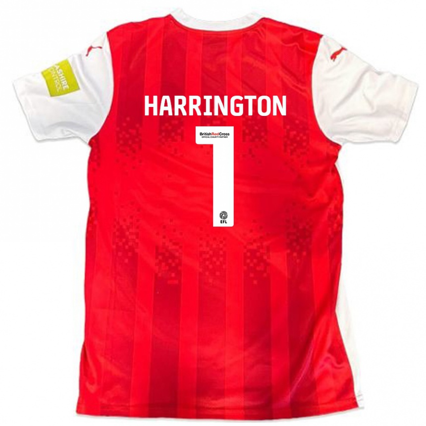 Kids Football David Harrington #1 Red White Home Jersey 2024/25 T-Shirt Uk