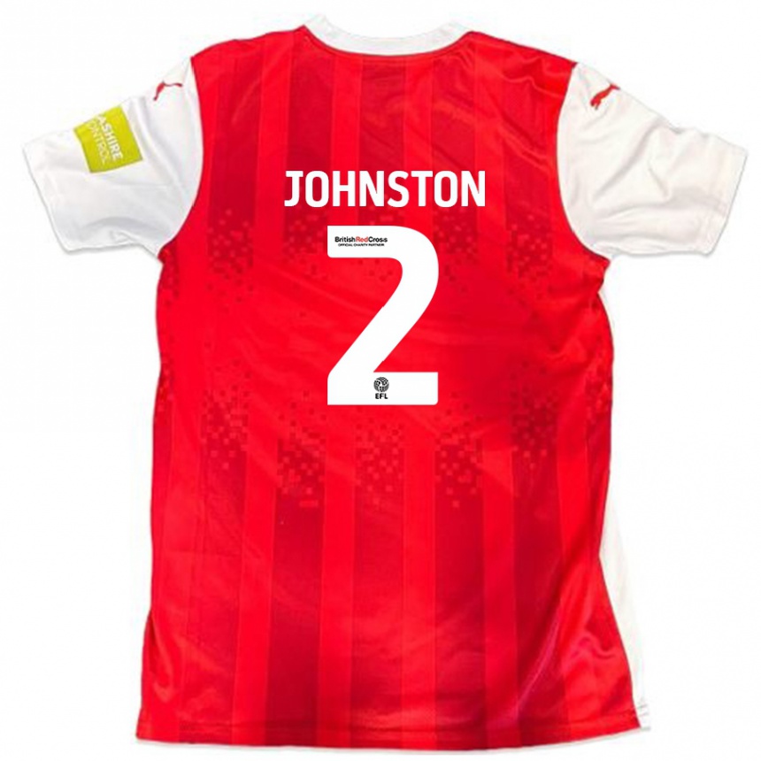 Kids Football Carl Johnston #2 Red White Home Jersey 2024/25 T-Shirt Uk