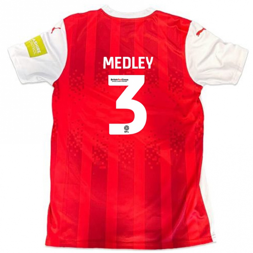 Kids Football Zech Medley #3 Red White Home Jersey 2024/25 T-Shirt Uk