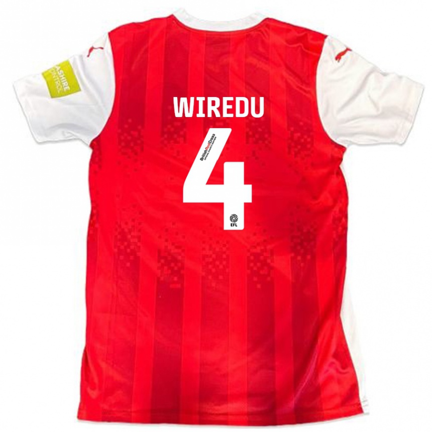 Kids Football Brendan Wiredu #4 Red White Home Jersey 2024/25 T-Shirt Uk