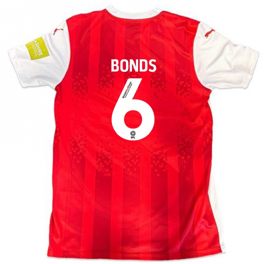 Kids Football Elliot Bonds #6 Red White Home Jersey 2024/25 T-Shirt Uk