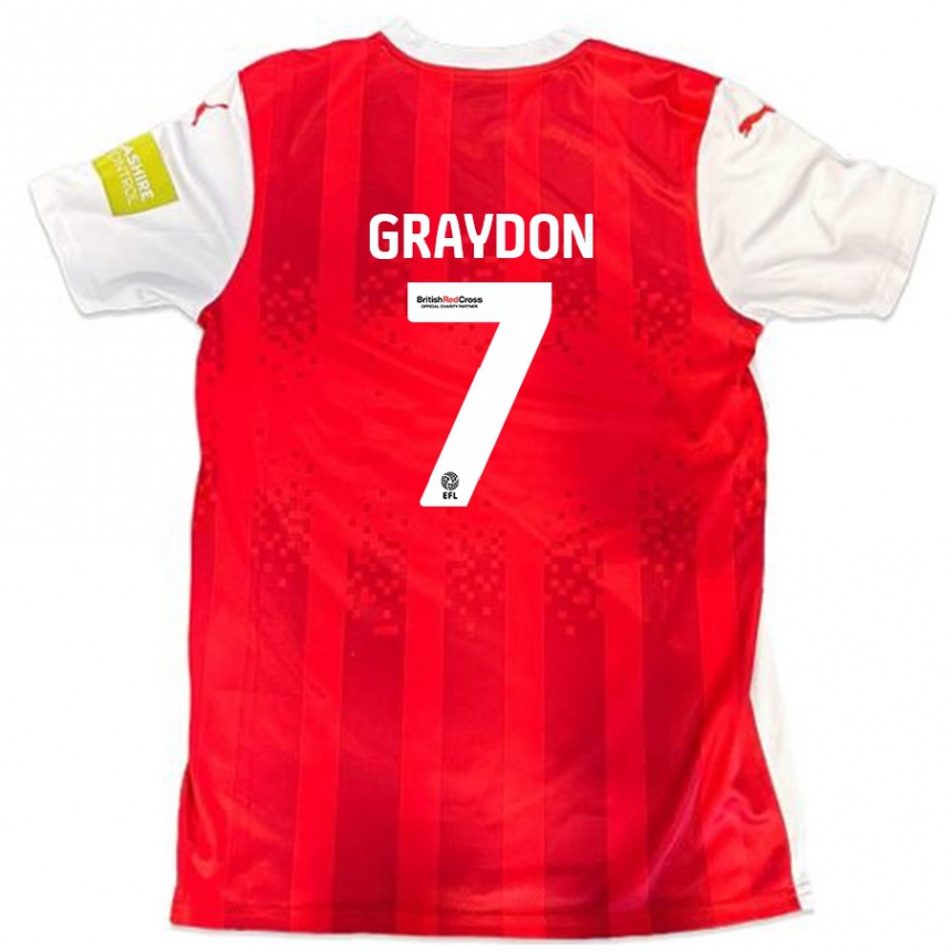 Kids Football Ryan Graydon #7 Red White Home Jersey 2024/25 T-Shirt Uk