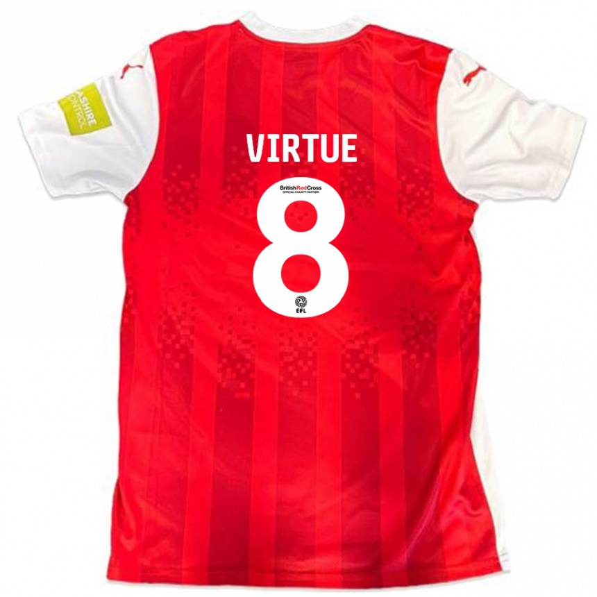 Kids Football Matty Virtue #8 Red White Home Jersey 2024/25 T-Shirt Uk