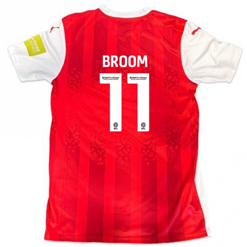 Kids Football Ryan Broom #11 Red White Home Jersey 2024/25 T-Shirt Uk