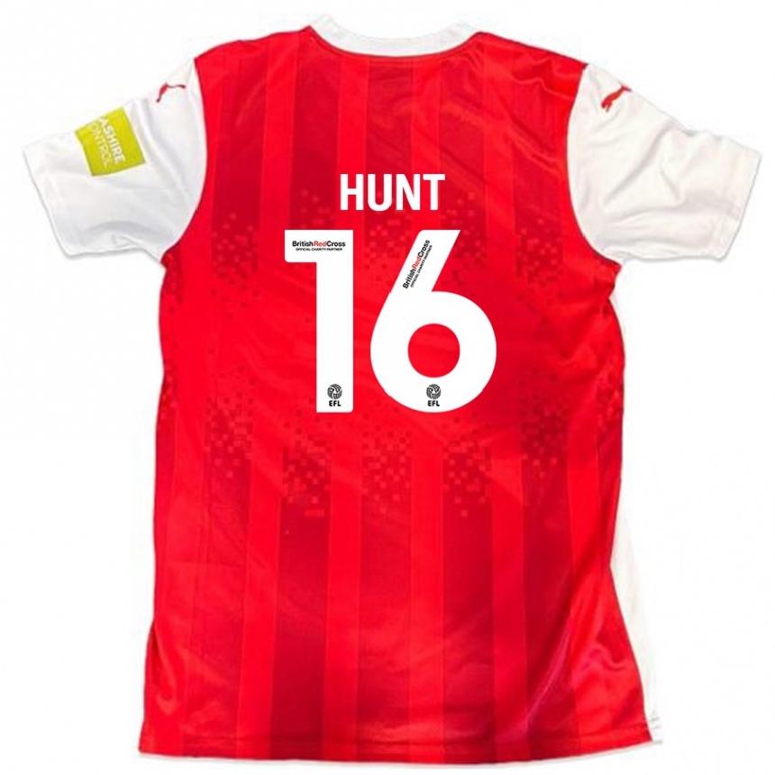 Kids Football Mackenzie Hunt #16 Red White Home Jersey 2024/25 T-Shirt Uk