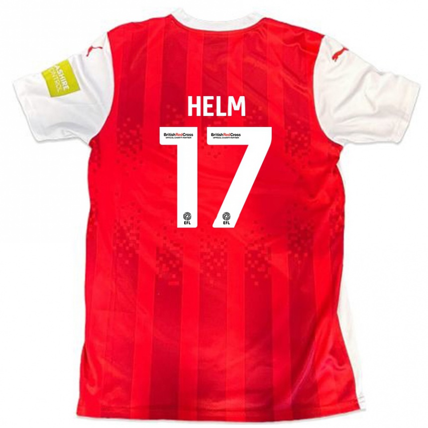 Kids Football Mark Helm #17 Red White Home Jersey 2024/25 T-Shirt Uk