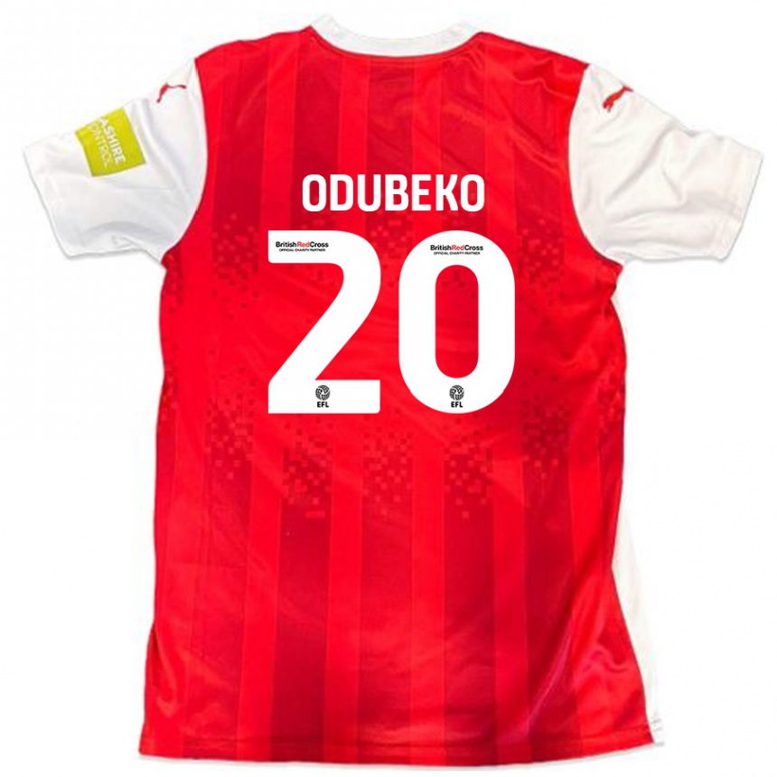 Kids Football Mipo Odubeko #20 Red White Home Jersey 2024/25 T-Shirt Uk