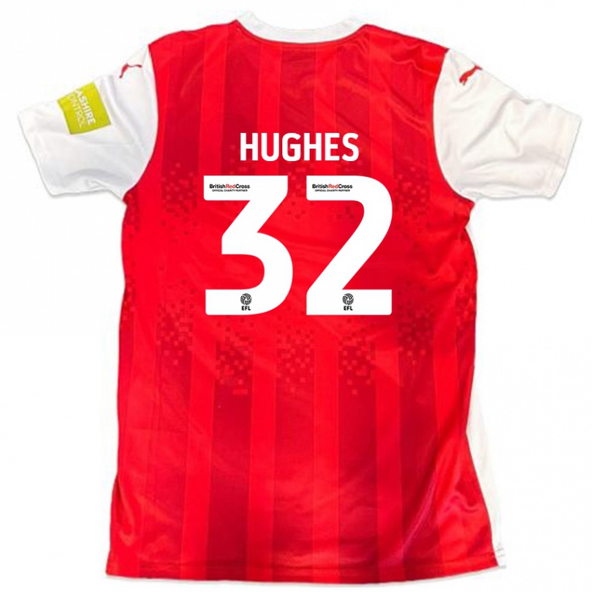 Kids Football Kayden Hughes #32 Red White Home Jersey 2024/25 T-Shirt Uk