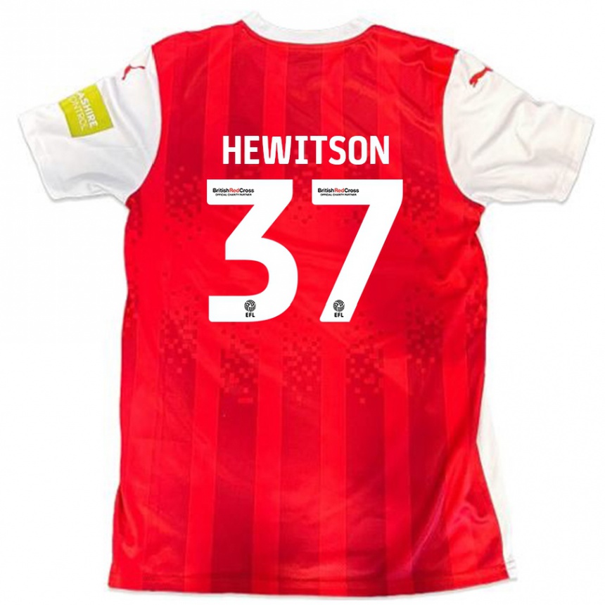 Kids Football Luke Hewitson #37 Red White Home Jersey 2024/25 T-Shirt Uk