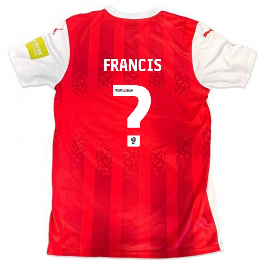 Kids Football Dannen Francis #0 Red White Home Jersey 2024/25 T-Shirt Uk