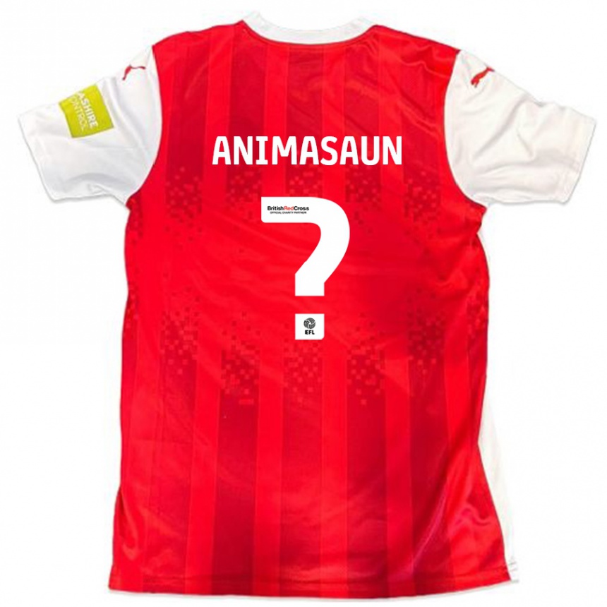 Kids Football David Animasaun #0 Red White Home Jersey 2024/25 T-Shirt Uk