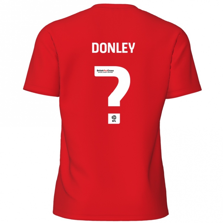 Kids Football Jamie Donley #0 Red Home Jersey 2024/25 T-Shirt Uk