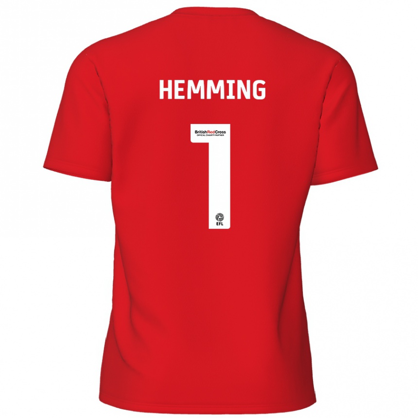 Kids Football Zach Hemming #1 Red Home Jersey 2024/25 T-Shirt Uk