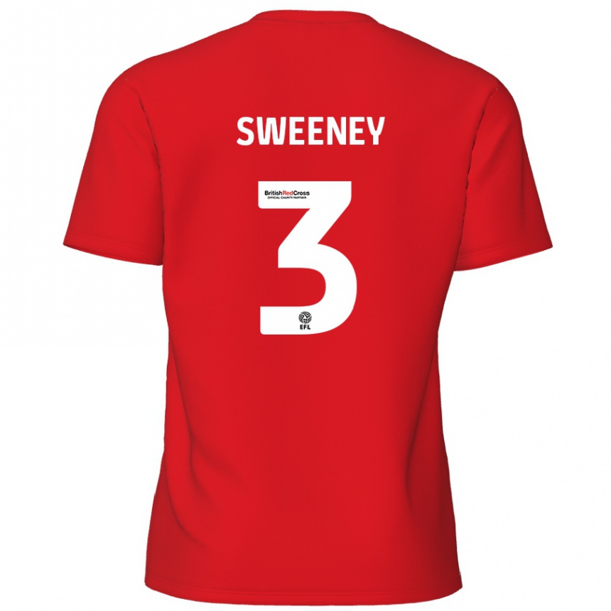 Kids Football Jayden Sweeney #3 Red Home Jersey 2024/25 T-Shirt Uk