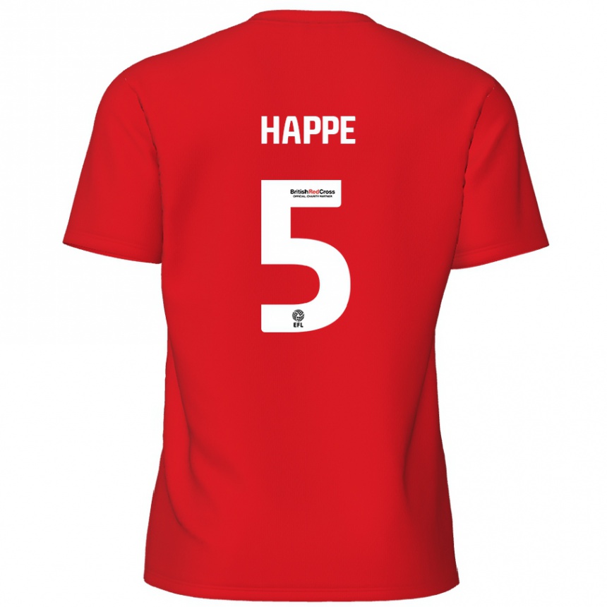 Kids Football Dan Happe #5 Red Home Jersey 2024/25 T-Shirt Uk