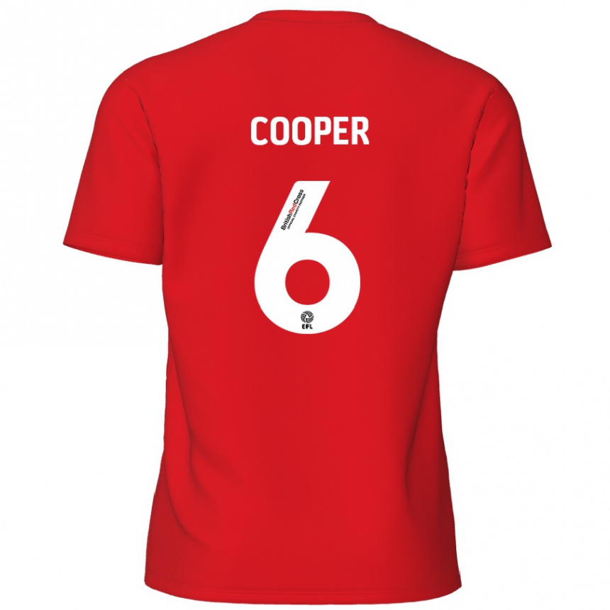 Kids Football Brandon Cooper #6 Red Home Jersey 2024/25 T-Shirt Uk