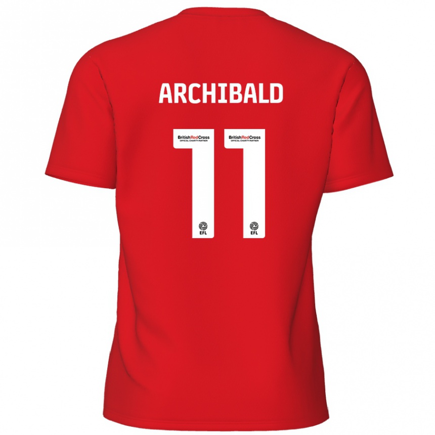 Kids Football Theo Archibald #11 Red Home Jersey 2024/25 T-Shirt Uk