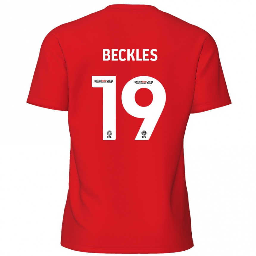 Kids Football Omar Beckles #19 Red Home Jersey 2024/25 T-Shirt Uk