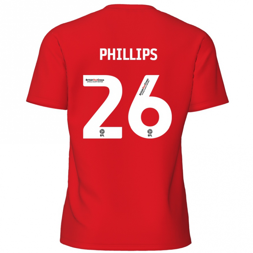 Kids Football Noah Phillips #26 Red Home Jersey 2024/25 T-Shirt Uk