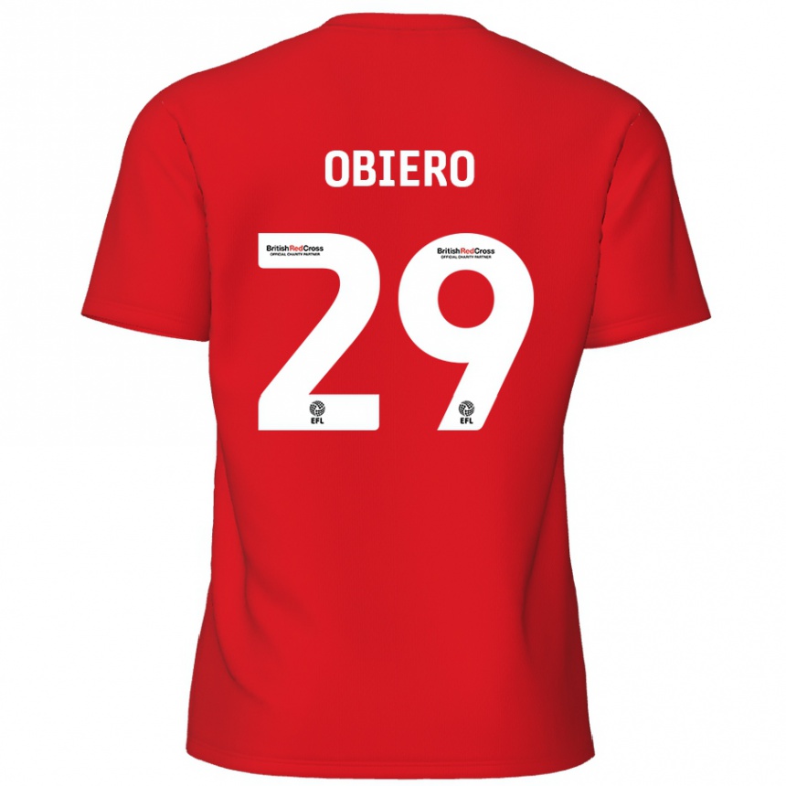 Kids Football Zech Obiero #29 Red Home Jersey 2024/25 T-Shirt Uk