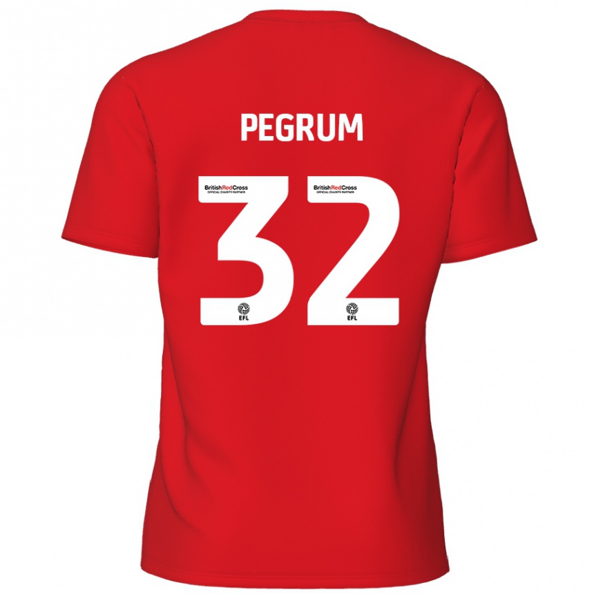 Kids Football Charlie Pegrum #32 Red Home Jersey 2024/25 T-Shirt Uk