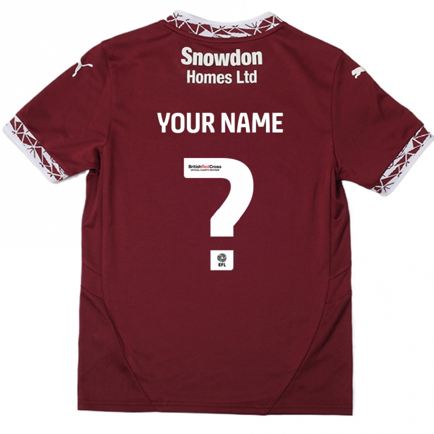 Kids Football Your Name #0 Burgundy Home Jersey 2024/25 T-Shirt Uk